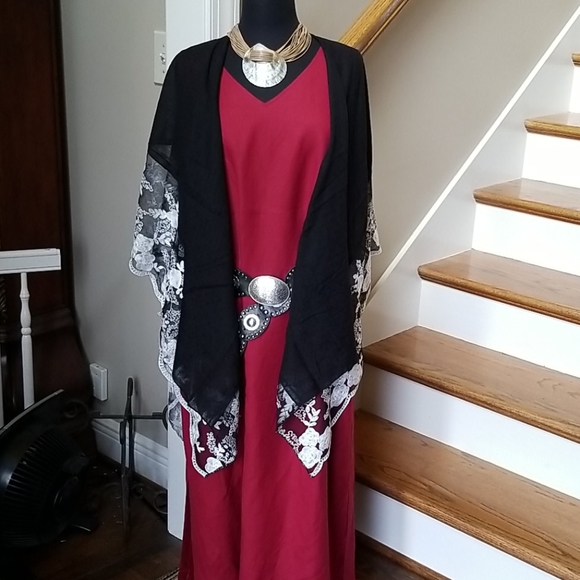 16 Womens Petite RED  long Dress Lined - Picture 5 of 13